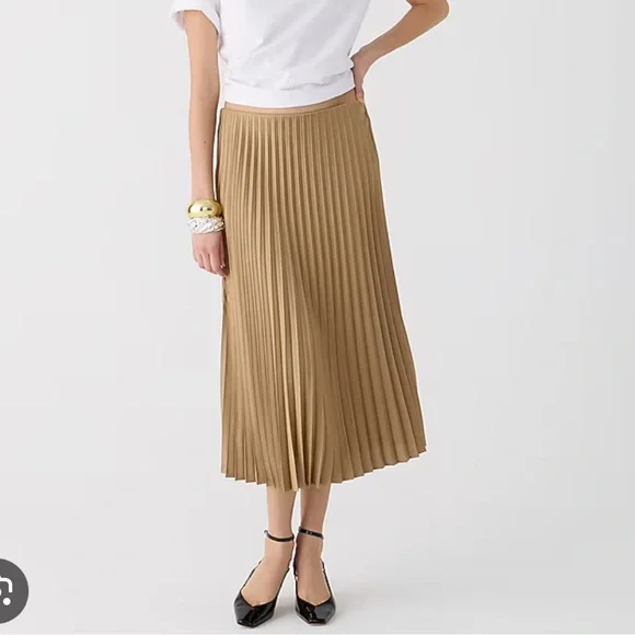 J. Crew Gwyneth A-Line Pleated Camel/Tan Skirt | S - Picture 1 of 6